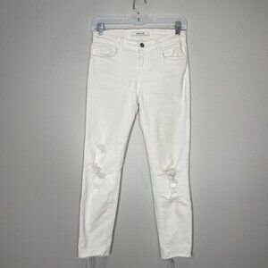 J Brand White Distressed Released Hem Skinny Jeans White Size 27